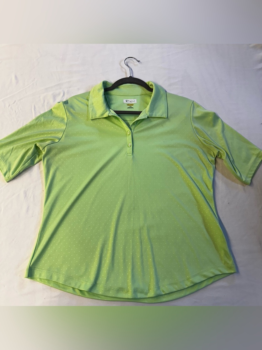 Greg Norman Play Dry Lime Green Micro Polka Dot Golf Polo Shirt Large